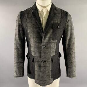 ABITO SARTORIALE Size L Grey Plaid Colorblock Wool Sport Coat